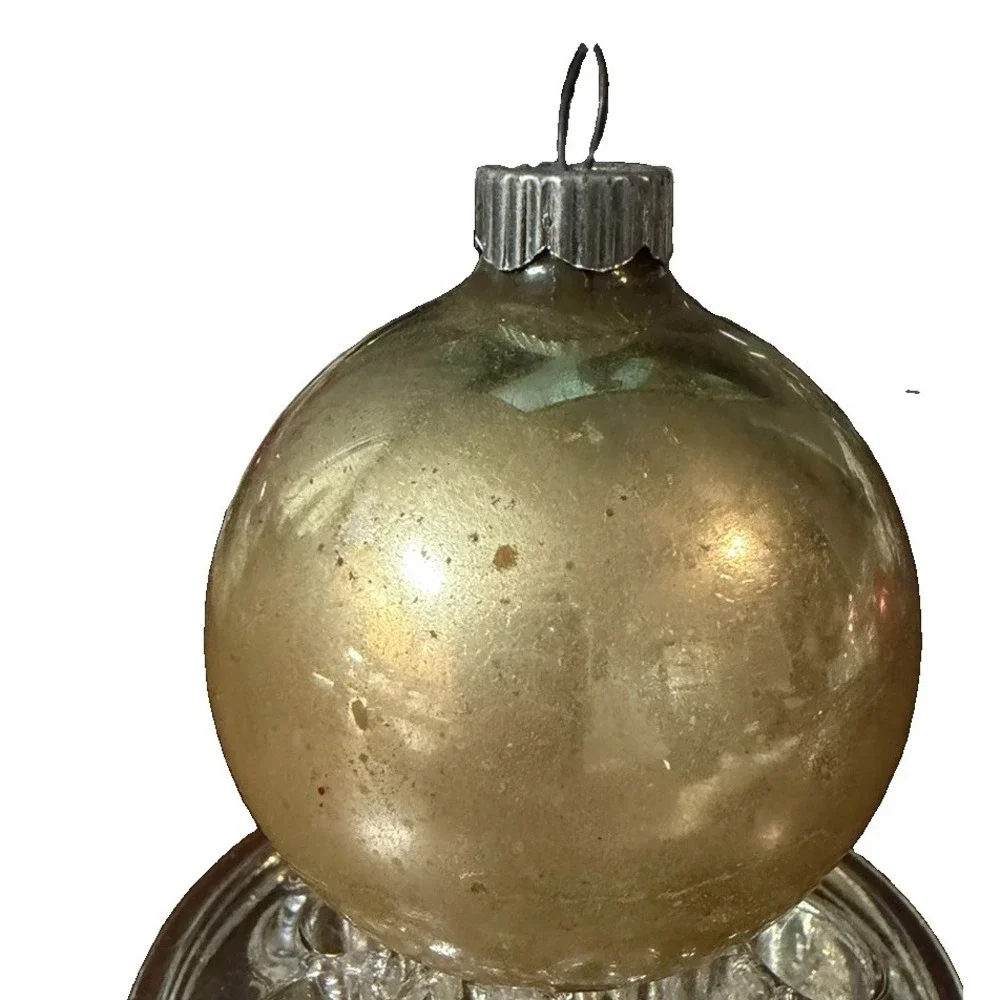 Vintage Shiny Brite Gold Glass Ball Christmas Ornament 2.25